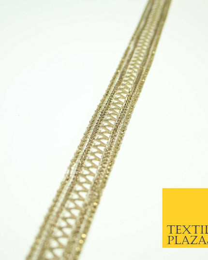 English Gold Slim Metallic Zig Zag Woven Trim Border Ribbon Lace 1.5cm Wide X569