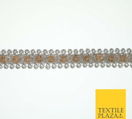 Silver Grey Copper Gold Glitter Sequin Trim Border Ribbon Lace 1cm Wide X567