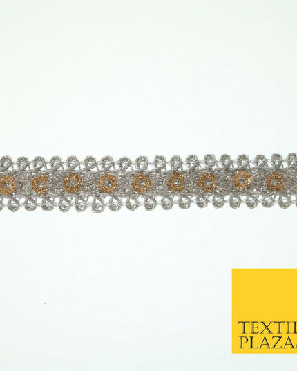Silver Grey Copper Gold Glitter Sequin Trim Border Ribbon Lace 1cm Wide X567
