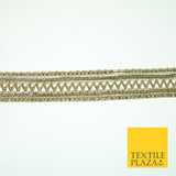 English Gold Slim Metallic Zig Zag Woven Trim Border Ribbon Lace 1.5cm Wide X569