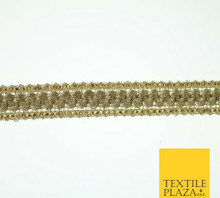 English Gold Slim Shiny Glitter Woven Trim Border Ribbon Lace 1.5cm Wide X572