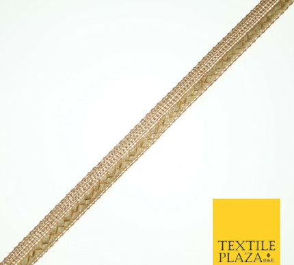 Gold Gota Patti Plait Weave Stripe Fancy Trim Border Ribbon Lace 1.5cm Wide X568