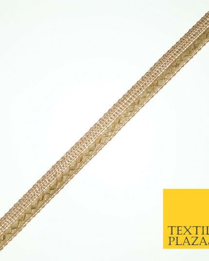 Gold Gota Patti Plait Weave Stripe Fancy Trim Border Ribbon Lace 1.5cm Wide X568