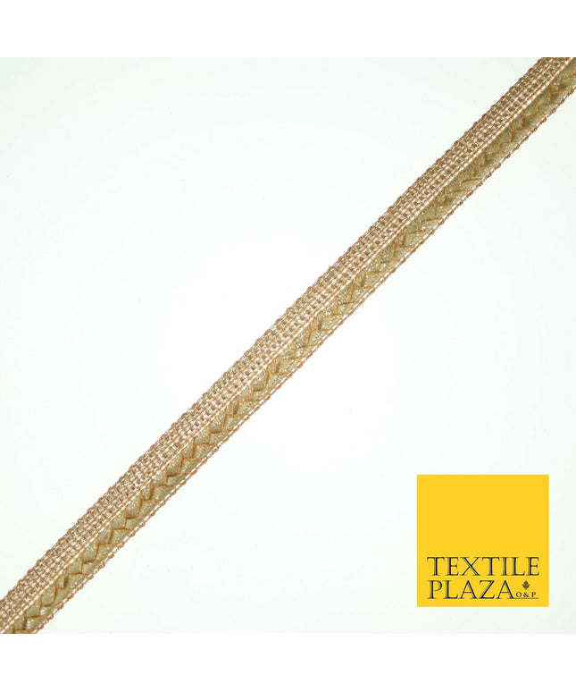 Gold Gota Patti Plait Weave Stripe Fancy Trim Border Ribbon Lace 1.5cm Wide X568