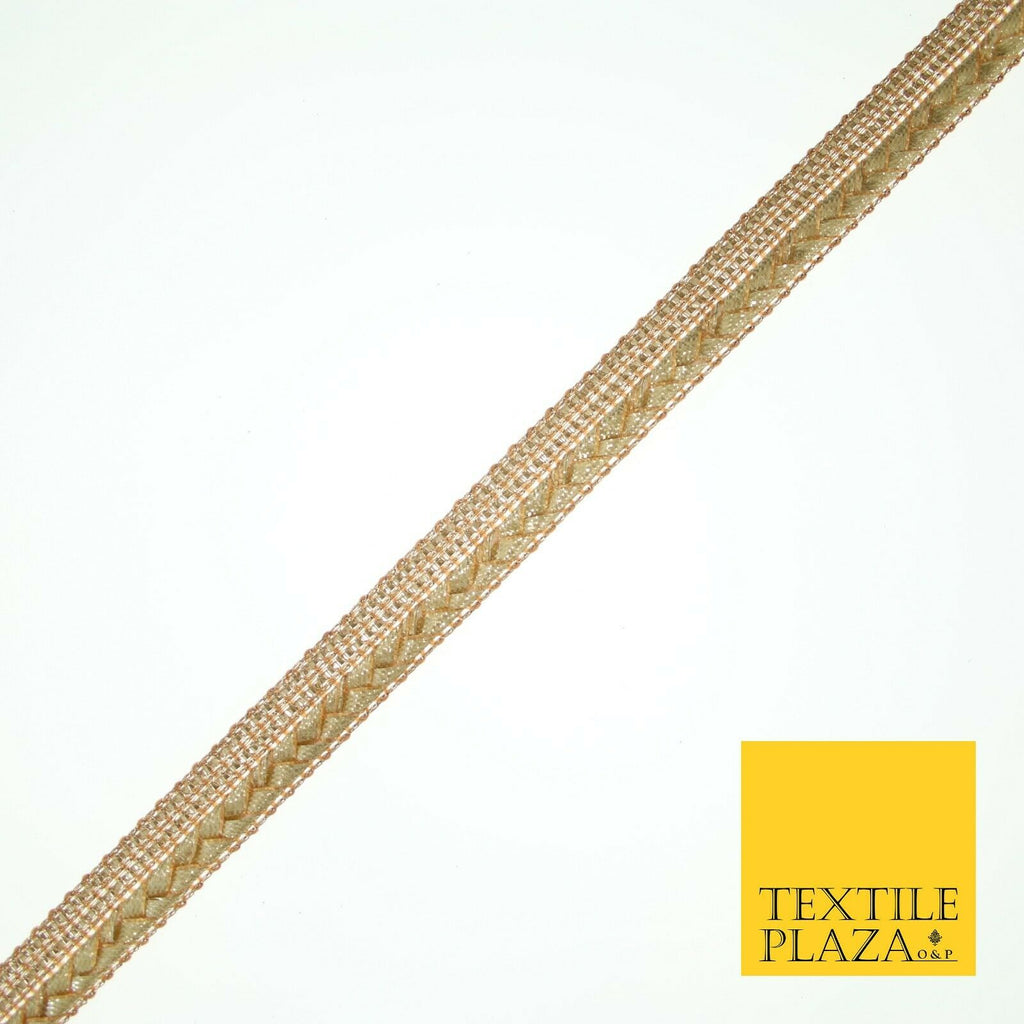 Gold Gota Patti Plait Weave Stripe Fancy Trim Border Ribbon Lace 1.5cm Wide X568