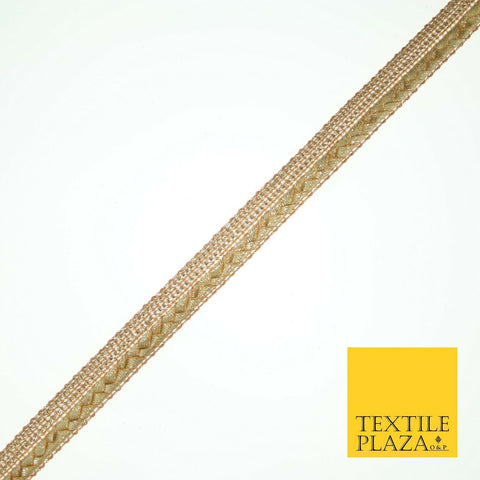Gold Gota Patti Plait Weave Stripe Fancy Trim Border Ribbon Lace 1.5cm Wide X568