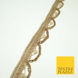 Biscuit Gold Pearl Rope Swag Scalloped Trim Border Ribbon Lace 2cm Wide X573