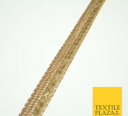 Gold Gota Patti Plait Weave Stripe Fancy Trim Border Ribbon Lace 1.5cm Wide X568