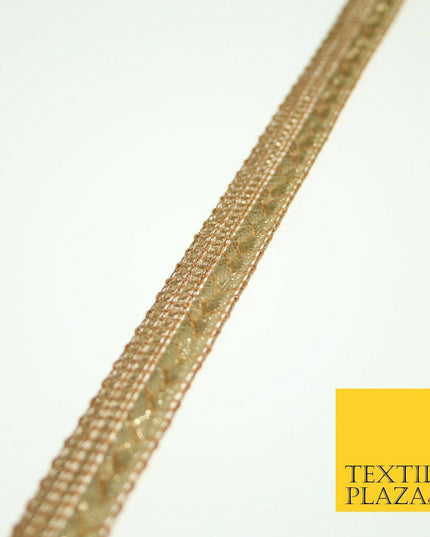 Gold Gota Patti Plait Weave Stripe Fancy Trim Border Ribbon Lace 1.5cm Wide X568
