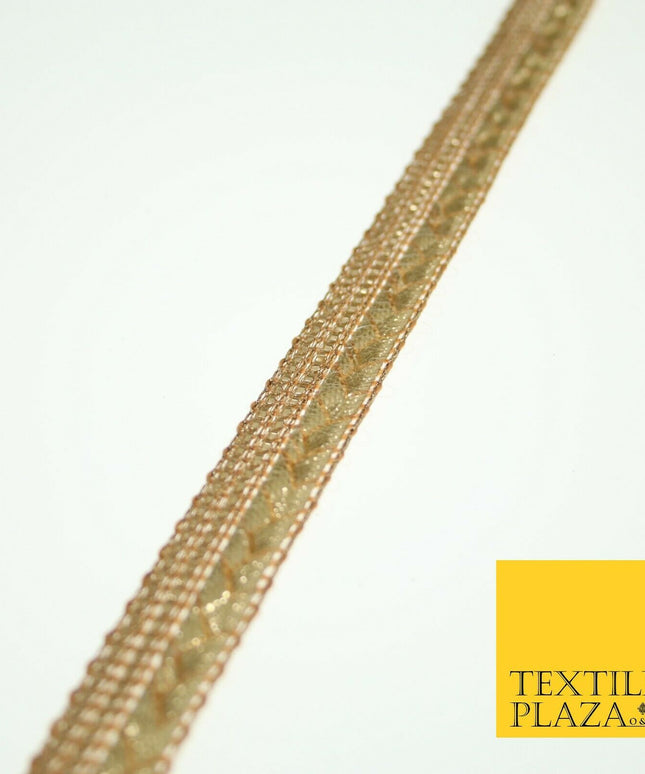 Gold Gota Patti Plait Weave Stripe Fancy Trim Border Ribbon Lace 1.5cm Wide X568