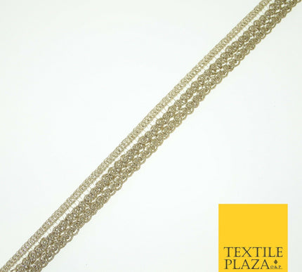 Light Gold Twin Row Corded Rope Swirl Trim Border Ribbon Gota Lace Wide X580