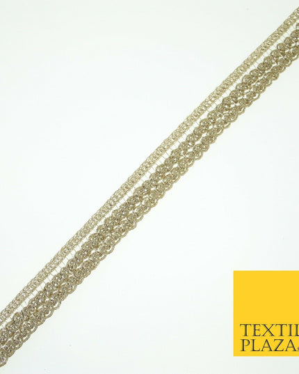 Light Gold Twin Row Corded Rope Swirl Trim Border Ribbon Gota Lace Wide X580