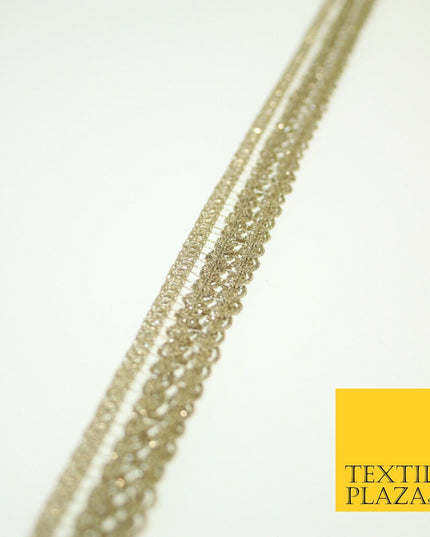 Light Gold Twin Row Corded Rope Swirl Trim Border Ribbon Gota Lace Wide X580