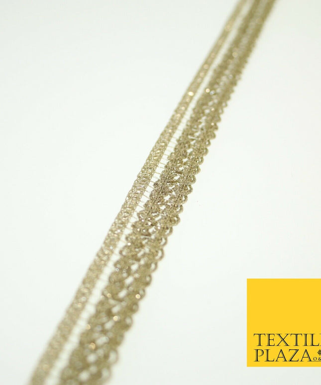 Light Gold Twin Row Corded Rope Swirl Trim Border Ribbon Gota Lace Wide X580