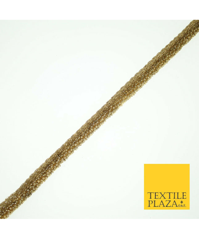 Antique Gold Intense Beaded Rope Style Trim Border Ribbon Lace 1cm Wide X564