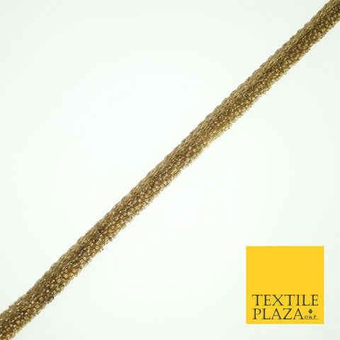 Antique Gold Intense Beaded Rope Style Trim Border Ribbon Lace 1cm Wide X564
