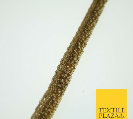 Antique Gold Intense Beaded Rope Style Trim Border Ribbon Lace 1cm Wide X564