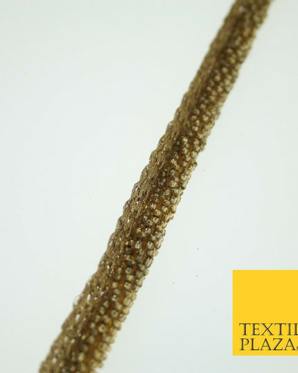 Antique Gold Intense Beaded Rope Style Trim Border Ribbon Lace 1cm Wide X564