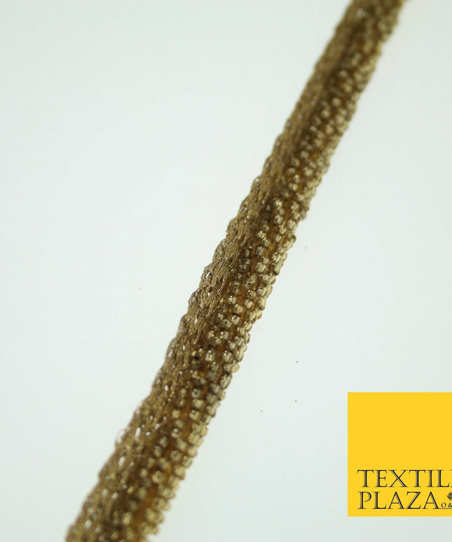 Antique Gold Intense Beaded Rope Style Trim Border Ribbon Lace 1cm Wide X564