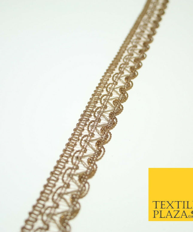 Gold Intricate Threadwork Mini Swag Trim Border Ribbon Zari Lace 2cm Wide X563