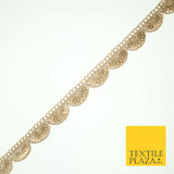Light Gold Sequin Swag Scalloped Trim Border Ribbon Gota Lace 1.5cm Wide X560