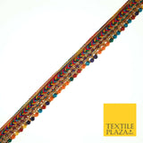 Multicolour Chevron Beaded Fancy Trim Border Ribbon Gota Lace 2cm Wide X557