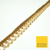Gold & White Pearl Dual Layer Beaded Trim Border Ribbon Gota Lace 2cm Wide X555