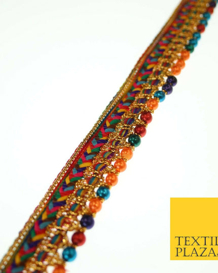 Multicolour Chevron Beaded Fancy Trim Border Ribbon Gota Lace 2cm Wide X557