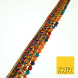 Multicolour Chevron Beaded Fancy Trim Border Ribbon Gota Lace 2cm Wide X557