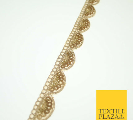 Light Gold Sequin Swag Scalloped Trim Border Ribbon Gota Lace 1.5cm Wide X560