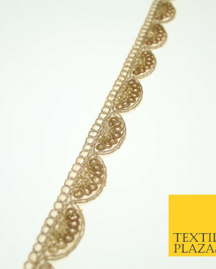 Light Gold Sequin Swag Scalloped Trim Border Ribbon Gota Lace 1.5cm Wide X560