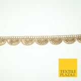 Light Gold Sequin Swag Scalloped Trim Border Ribbon Gota Lace 1.5cm Wide X560