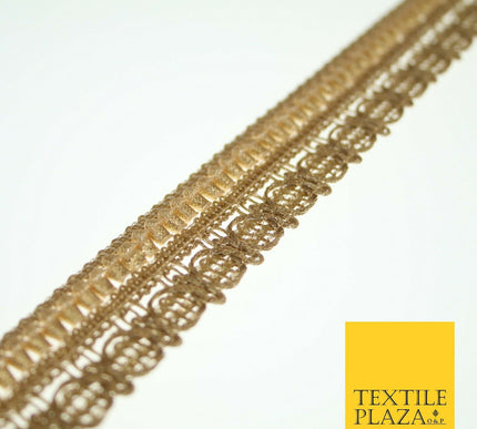 Wheat Gold Ornate Corded Woven Trim Border Gota Ribbon Lace 2.5cm Wide X552