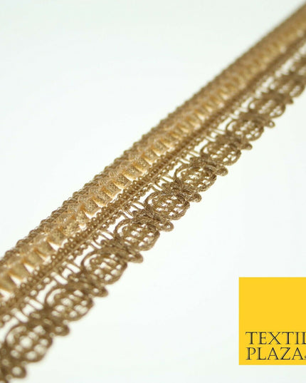 Wheat Gold Ornate Corded Woven Trim Border Gota Ribbon Lace 2.5cm Wide X552