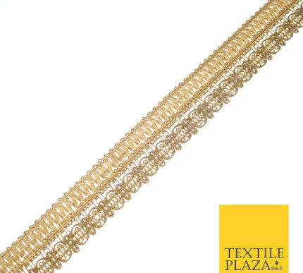 Wheat Gold Ornate Corded Woven Trim Border Gota Ribbon Lace 2.5cm Wide X552