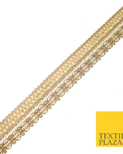 Wheat Gold Ornate Corded Woven Trim Border Gota Ribbon Lace 2.5cm Wide X552