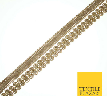 Gold Woven Ribbon & Glitter Plait Corded Trim Border Gota Lace 3cm Wide X553