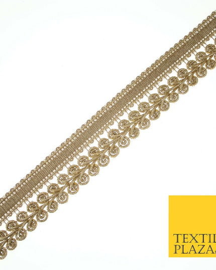 Gold Woven Ribbon & Glitter Plait Corded Trim Border Gota Lace 3cm Wide X553