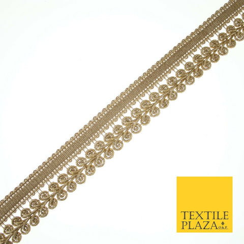 Gold Woven Ribbon & Glitter Plait Corded Trim Border Gota Lace 3cm Wide X553