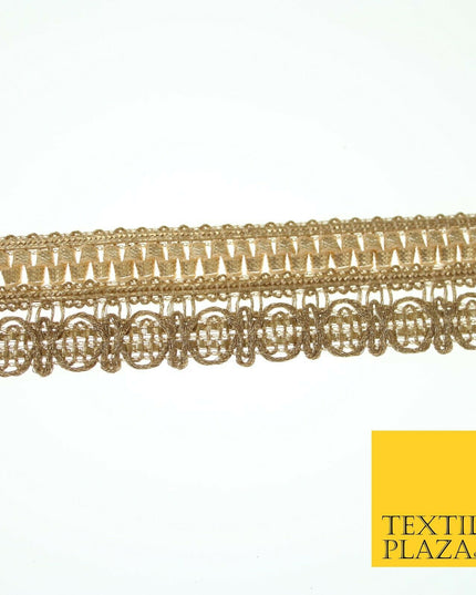 Wheat Gold Ornate Corded Woven Trim Border Gota Ribbon Lace 2.5cm Wide X552