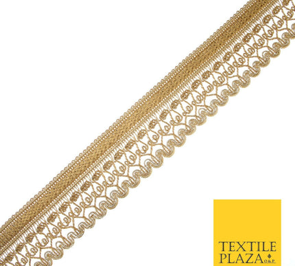 Gold Ornate Corded Fancy Plait Trim Border Gota Ribbon Lace 4cm Wide X551