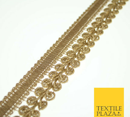 Gold Woven Ribbon & Glitter Plait Corded Trim Border Gota Lace 3cm Wide X553