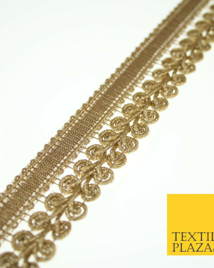 Gold Woven Ribbon & Glitter Plait Corded Trim Border Gota Lace 3cm Wide X553