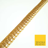 Gold Shimmer Metallic Ribbon & Pearl Trim Border Ribbon Gota Lace 2cm Wide X554