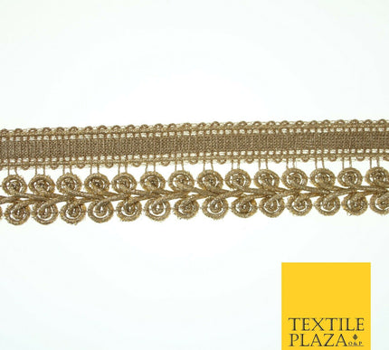 Gold Woven Ribbon & Glitter Plait Corded Trim Border Gota Lace 3cm Wide X553