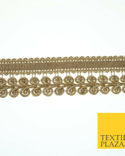 Gold Woven Ribbon & Glitter Plait Corded Trim Border Gota Lace 3cm Wide X553