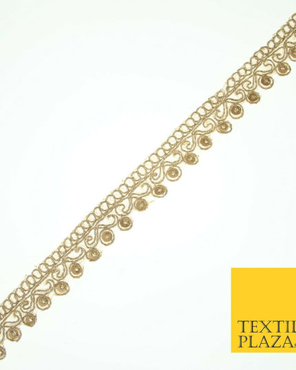 Gold Ornate Corded Matt Sequin Net Trim Border Ribbon Gota Lace 2cm Wide X558