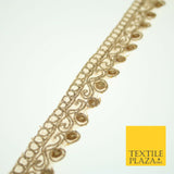 Gold Ornate Corded Matt Sequin Net Trim Border Ribbon Gota Lace 2cm Wide X558