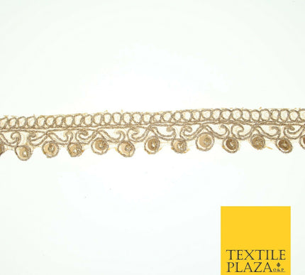 Gold Ornate Corded Matt Sequin Net Trim Border Ribbon Gota Lace 2cm Wide X558