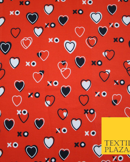 Red Valentine Love Hearts XO Hugs & Kisses Printed 100% Cotton Fabric 7357